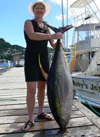 Ronda with the big yellowfin tuna she caught