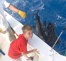 kids as young as 8 can catch sailfish with us on yes aye
