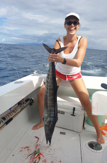 Kat with her wahoo in the boat